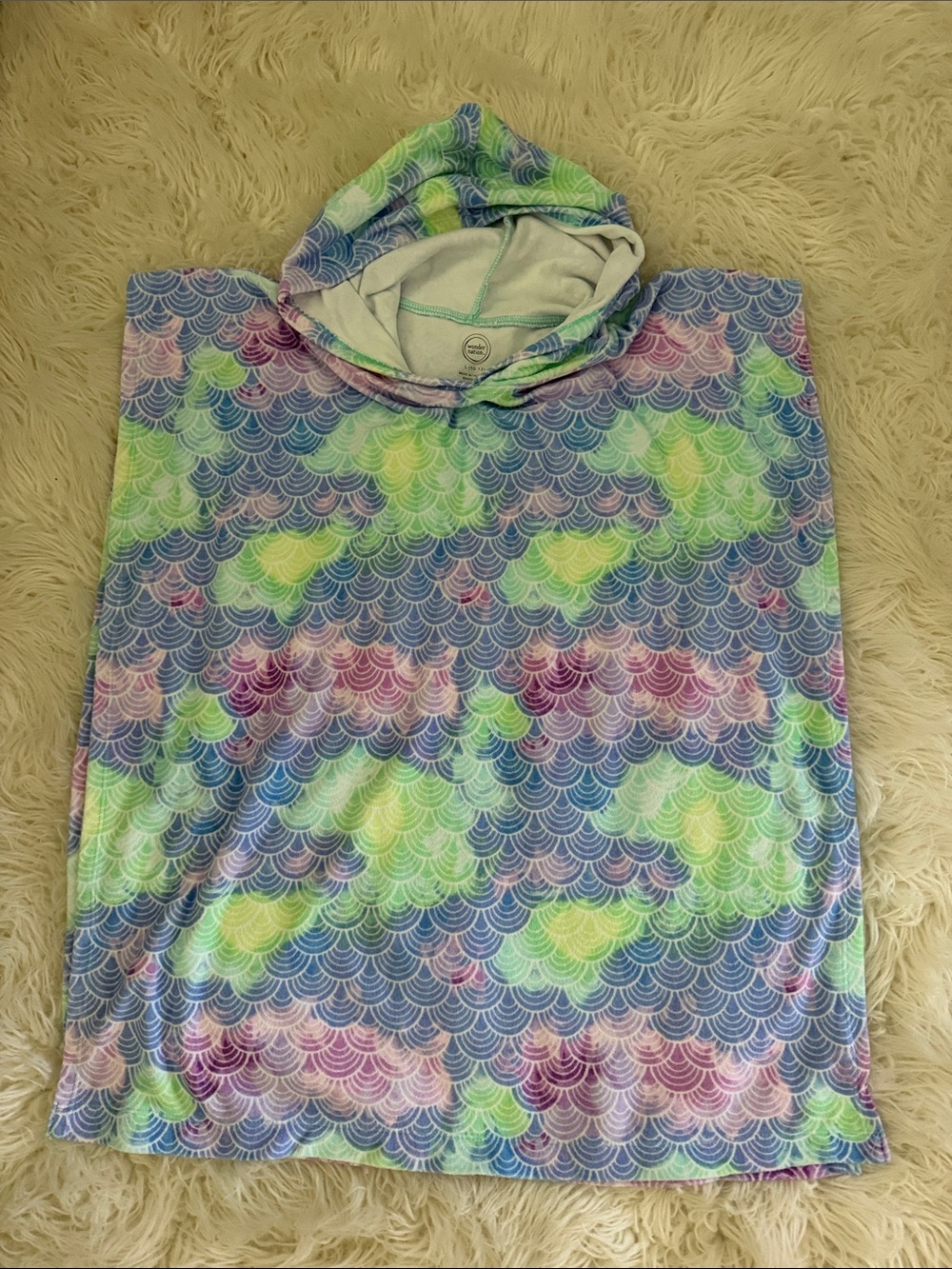 wonder nation Hooded Kids Swim Coverup in Blue, Green, Purple, Pink